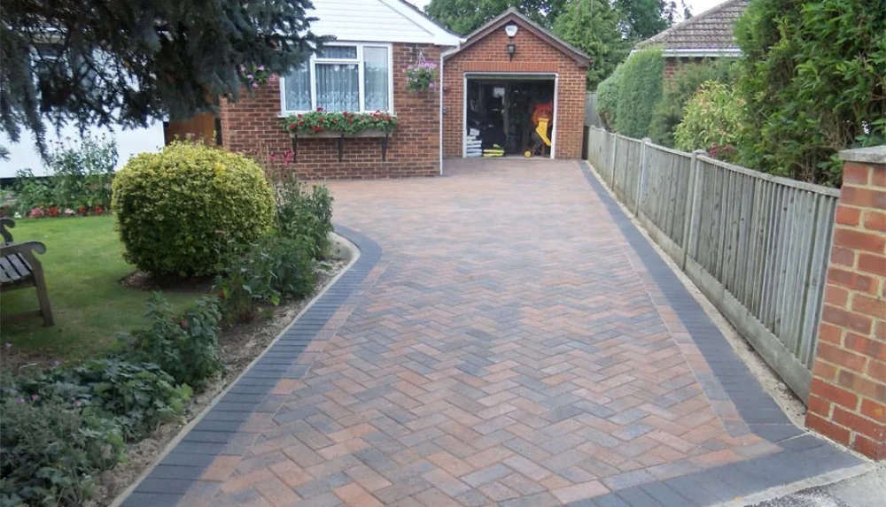 Beautiful paver driveway and masonry