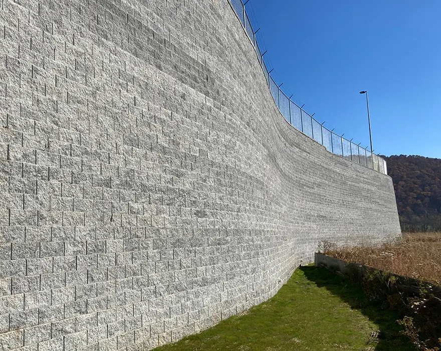 Retaining wall construction project